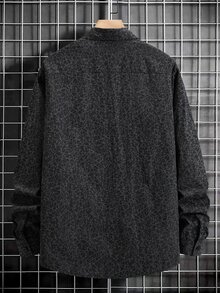 Manfinity Hombres Camisa con estampado con botón delantero - Negro - Ver 4