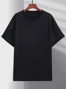 Manfinity Men Slogan & Scenery Print Drop Shoulder Tee - Black - View 2