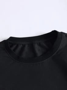 Manfinity Men Slogan & Scenery Print Drop Shoulder Tee - Black - View 5