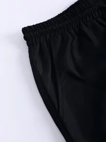 Manfinity Homme 男款格紋撞色口袋下肩襯衫和束口褲,無兜帽版 - 黑色 - 查看 5