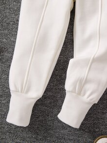 Toddler Girls Solid Slant Pocket Joggers - White - View 4