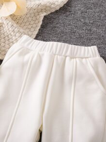 Toddler Girls Solid Slant Pocket Joggers - White - View 5