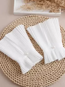 2 piezas con diseño de perla artificial falso puño - Blanco - Ver 1