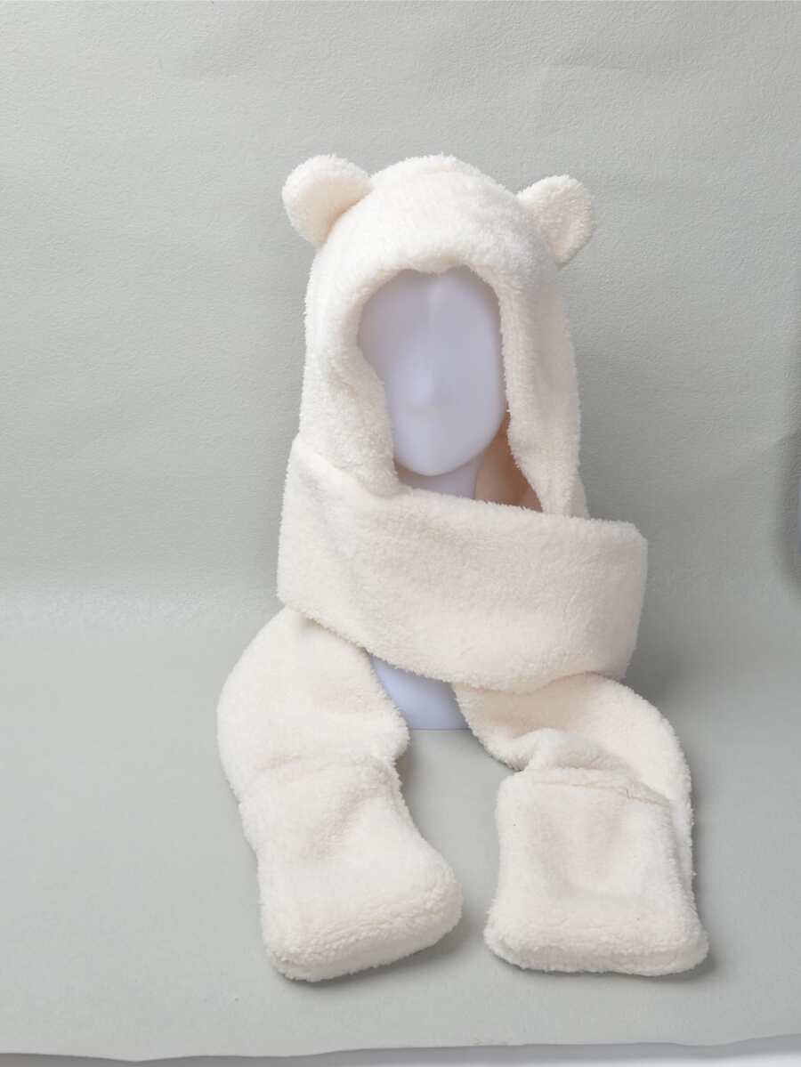 Sombrero con dibujos animados con diseño de oreja mullido - Blanco - Ver 1