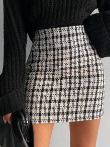 Plaid Print Bodycon Skirt - Multicolor - View 5