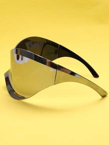 1pair Flat Top Fashion Glasses Party Accessories - Silver - View 3