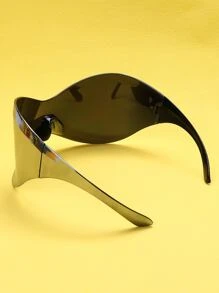 1pair Flat Top Fashion Glasses Party Accessories - Silver - View 4