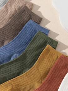 10pairs Kids Solid Crew Socks - Multicolor - View 3