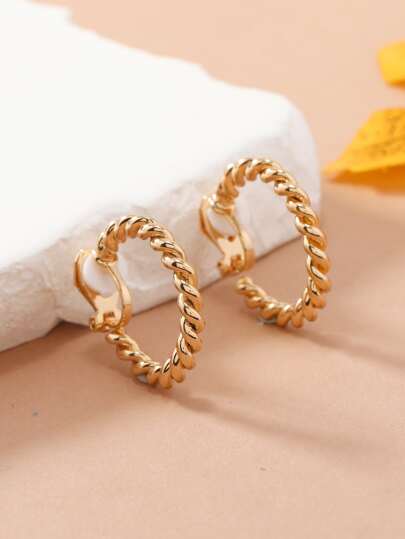 扭結設計夾式耳環