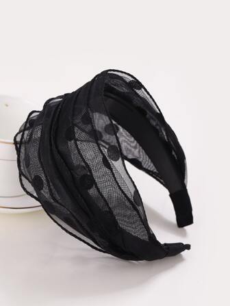 Elegant Mesh Decor Headband Alla hjärtans dag, Hårband, Hårbåge, Svarta håraccessoarer