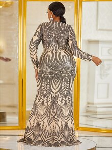 YISIKADO Plus Sequin Mermaid Hem Formal Dress - Multicolor - View 2