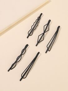 5入組素色髮夾 - 黑色 - 查看 2