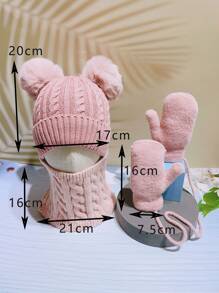 Toddler Girls Solid Hat & Gloves & Infinity Scarf - Pink - View 7