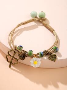 Heart & Flower Charm Bracelet Valentines,Mom,Mother,Mother's Day,Gift