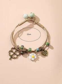 Heart & Flower Charm Bracelet Valentines,Mom,Mother,Mother's Day,Gift