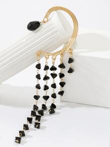 1pc Bead Tassel Decor Ear Wrap - Black - View 2
