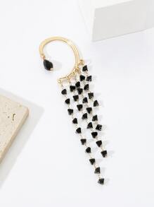1pc Bead Tassel Decor Ear Wrap - Black - View 3