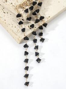 1pc Bead Tassel Decor Ear Wrap - Black - View 4