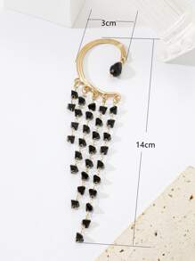 1pc Bead Tassel Decor Ear Wrap - Black - View 5