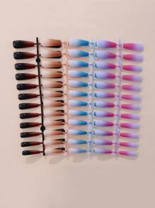 Get Glamorous With 192pcs Long Coffin Multicolor Ombre Fake Nail Press On Nails Nail Supplies - Multicolor - View 4