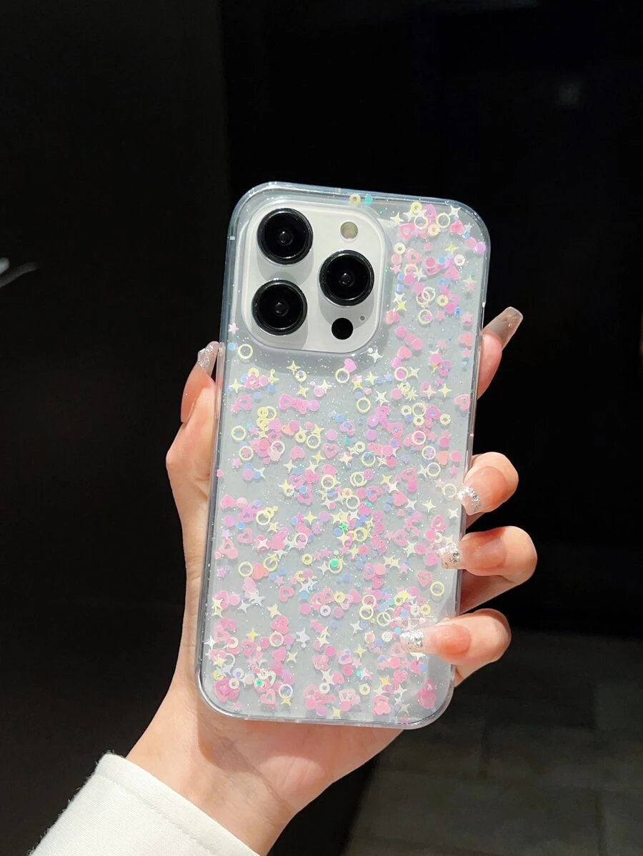 Funda de celular transparente con lentejuelas - Multicolor - Ver 1