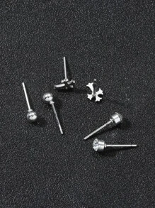 3對男士交叉和水鑽設計耳釘