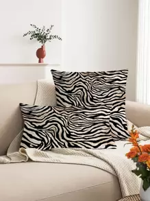 1 Vỏ gối/vỏ gối thắt lưng bằng vải nhung in họa tiết ngựa vằn, không có ruột (Mua bản quyền, không bao gồm ruột gối) - Nhiều màu - Xem 4