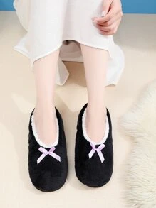 女式室內家居地板拖鞋 - 黑色 - 查看 2