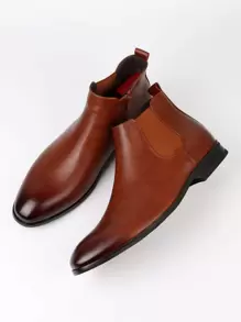 Men Side Zip Chelsea Boots - Brown - View 2