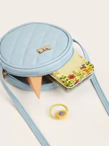 1 Miếng Cô gái Mềm mại Da giả Khâu Ánh sáng Xanh Tròn Hình dạng Mini Túi đeo chéo Đối với Sử dụng hàng ngày - Màu xanh nhạt - Xem 6