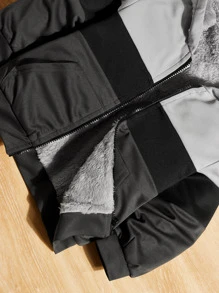 SHEIN Toddler Boys Colour Block Hooded Teddy Lined Jacket - Multicolor - View 5