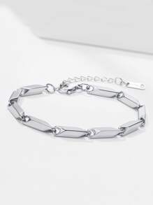 時尚流行男士簡約手鍊不銹鋼，適合珠寶禮物和時尚外觀 - 銀色 - 查看 1