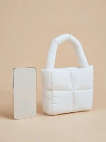 Girls Minimalist Quilted Square Bag - White - View 3