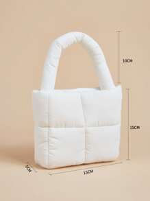Girls Minimalist Quilted Square Bag - White - View 5
