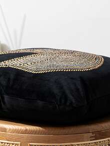 Rhinestone Horse Pattern Cushion Cover Without Filler - Black - View 3