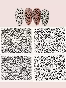 4pcs Black Animal Print Nail Sticker Without Adhesive DIY Nail Charms Nail Gems Nail Supplies Nails - Black - View 1