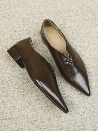 2025 Autumn Coffee Brown Pointed Toe Fashion Casual Versatile Mary Jane Flat Commuting Comfortable Flats