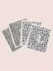 4pcs Black Animal Print Nail Sticker Without Adhesive DIY Nail Charms Nail Gems Nail Supplies Nails - Black - View 4