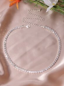 1pc Fully Embellished Diamond Choker Necklace, Fashionable Yet Simple For Women