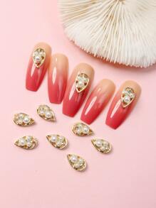 10 piezas decoración de uñas con diseño de perlas de imitación - Dorado - Ver 1
