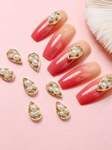 10 piezas decoración de uñas con diseño de perlas de imitación - Dorado - Ver 2