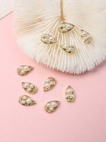 10 piezas decoración de uñas con diseño de perlas de imitación - Dorado - Ver 3