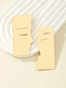 抽象人像耳墜 - 金黃色 - 查看 2