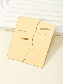 抽象人像耳墜 - 金黃色 - 查看 3