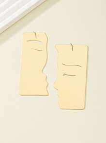 抽象人像耳墜 - 金黃色 - 查看 4