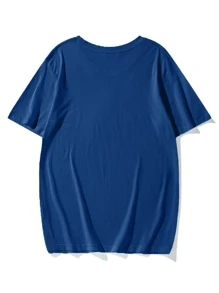 Men Cartoon Graphic Tee - Navy Blue - View 2