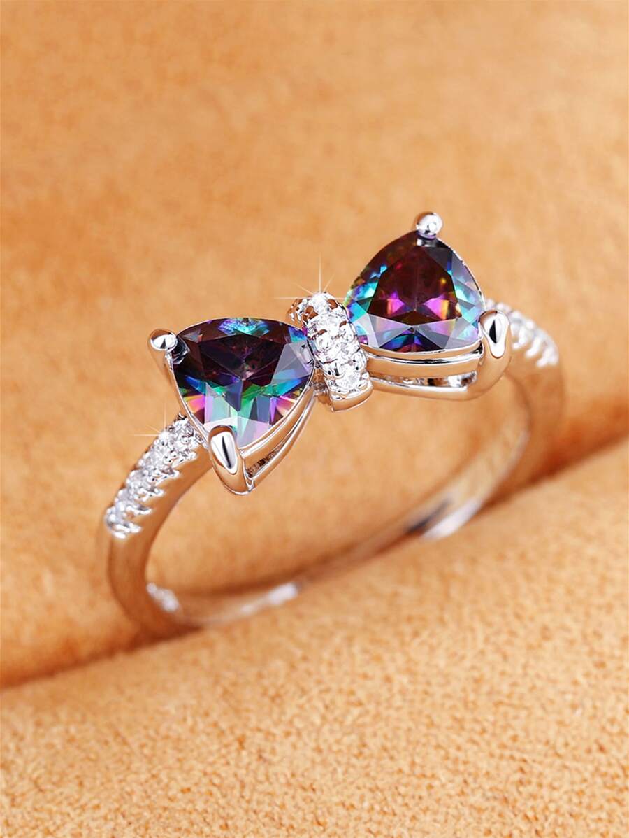 Máy Tính Quyến Rũ Nhiều Màu Đính Đá Cubic Zirconia Nhẫn Nữ Cho Lễ Tình Nhân Tặng Cưới Trang Sức - Nhiều màu - Xem 1