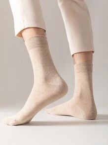 6双男士纯色中筒袜，秋季袜子 - 彩色 - 查看 5