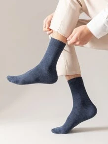 6双男士纯色中筒袜，秋季袜子 - 彩色 - 查看 9