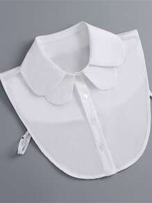 前紐扣假領子 - 白色 - 查看 3
